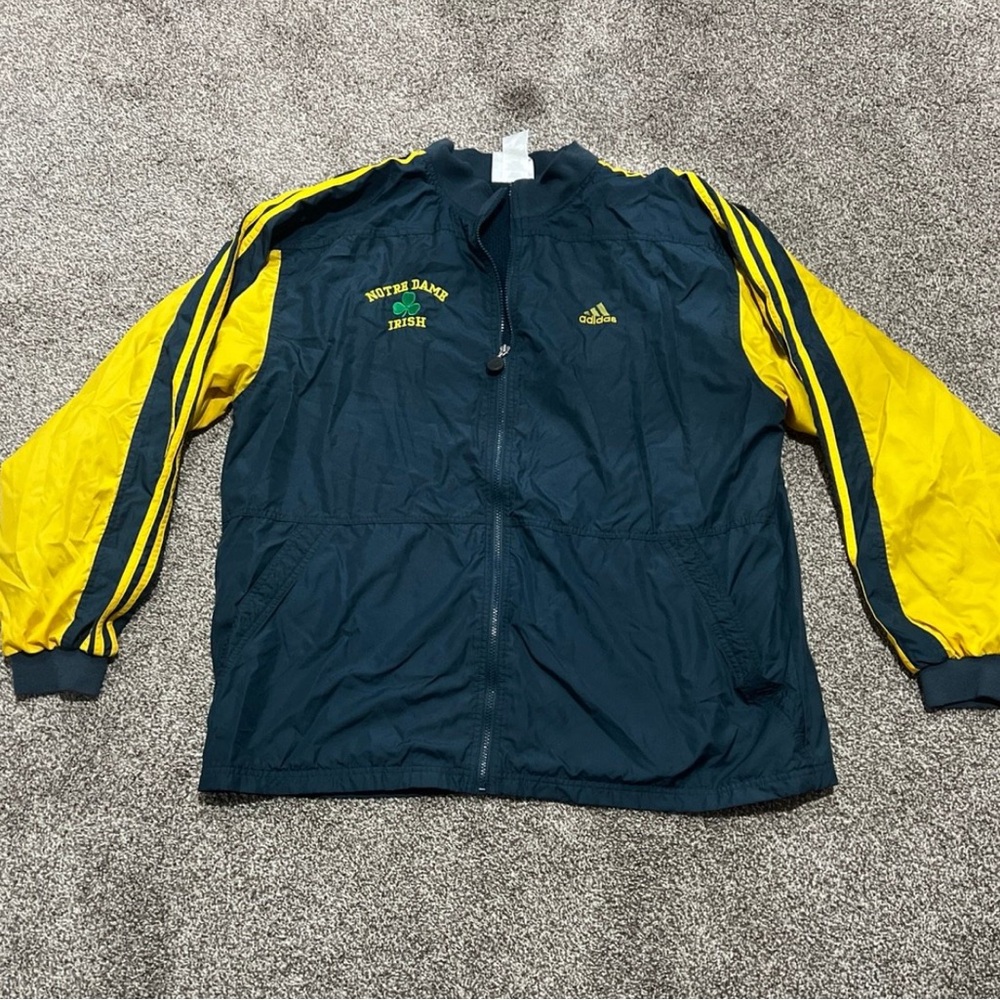 Adidas Navy and Yellow Notre Dame Jacket